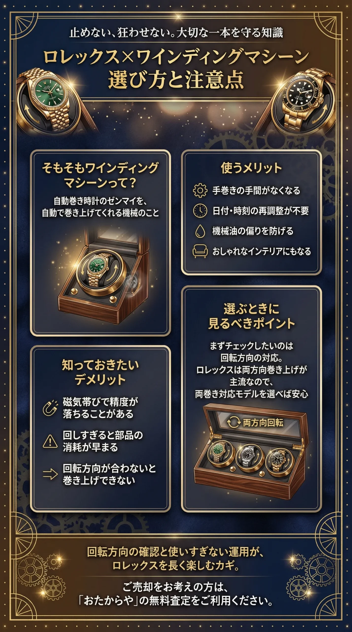 ワインディングマシーンをロレックスに使用する際の選び方や注意点