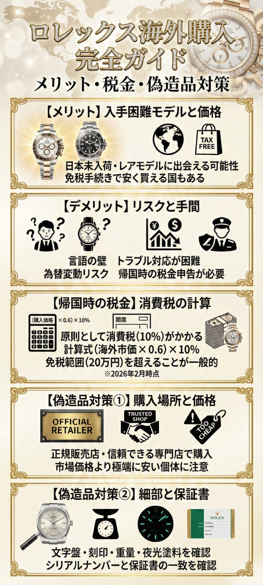 ロレックスは海外で買うとお得?正規店が安い?購入時の注意点と税金事情