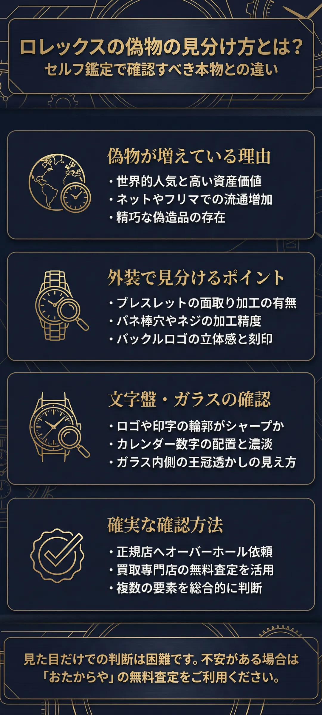 ロレックスの偽物の見分け方とは？セルフ鑑定で確認すべき本物との違い