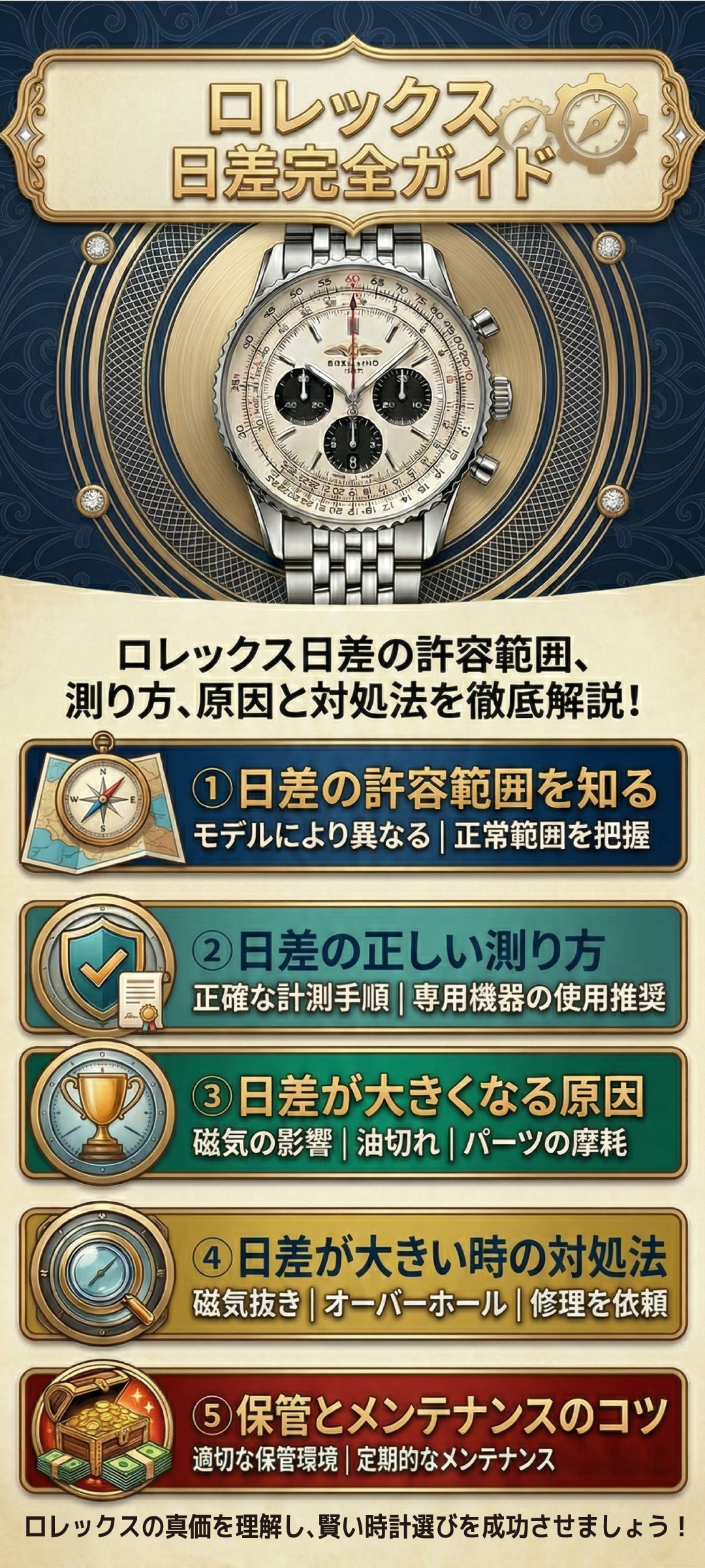 ロレックスの日差の許容範囲は？精度が悪いときの原因や対処法も詳しく紹介