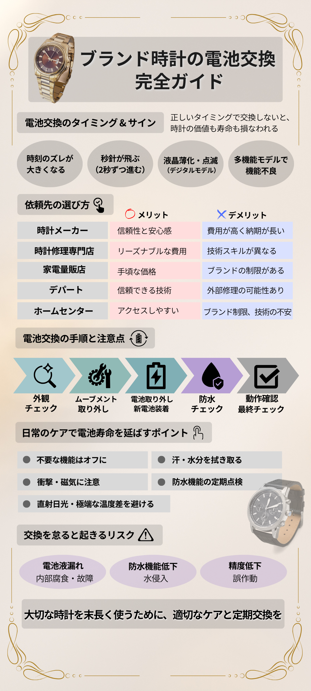 ブランド時計の電池交換完全版!交換時期や場所・自分で交換するリスクを解説