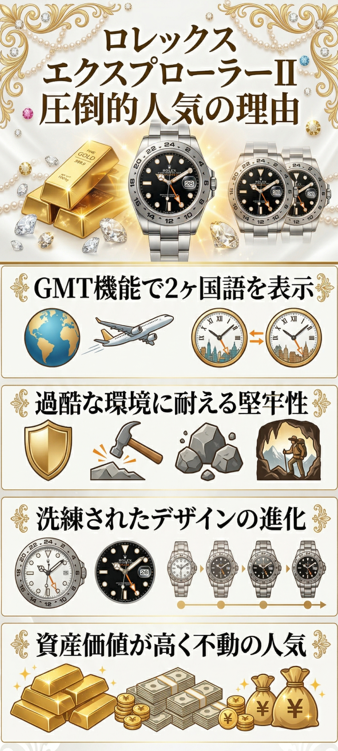 ロレックス エクスプローラーIIの魅力とは？特徴・歴史・価格推移まで徹底解説