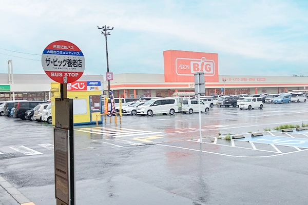 名阪近鉄バスに乗り、ザ・ビッグ養老店駅で降ります。
