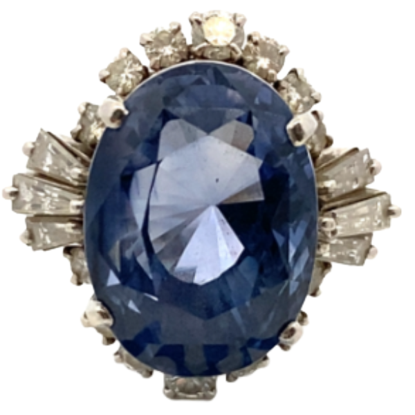 Pt・Pm850ブルーサファイア・ダイヤモンド リング 20.29・1.5ct