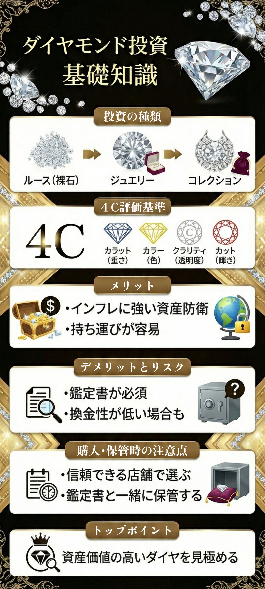 ダイヤモンド投資の基礎知識と資産価値を解説！メリット・デメリットも