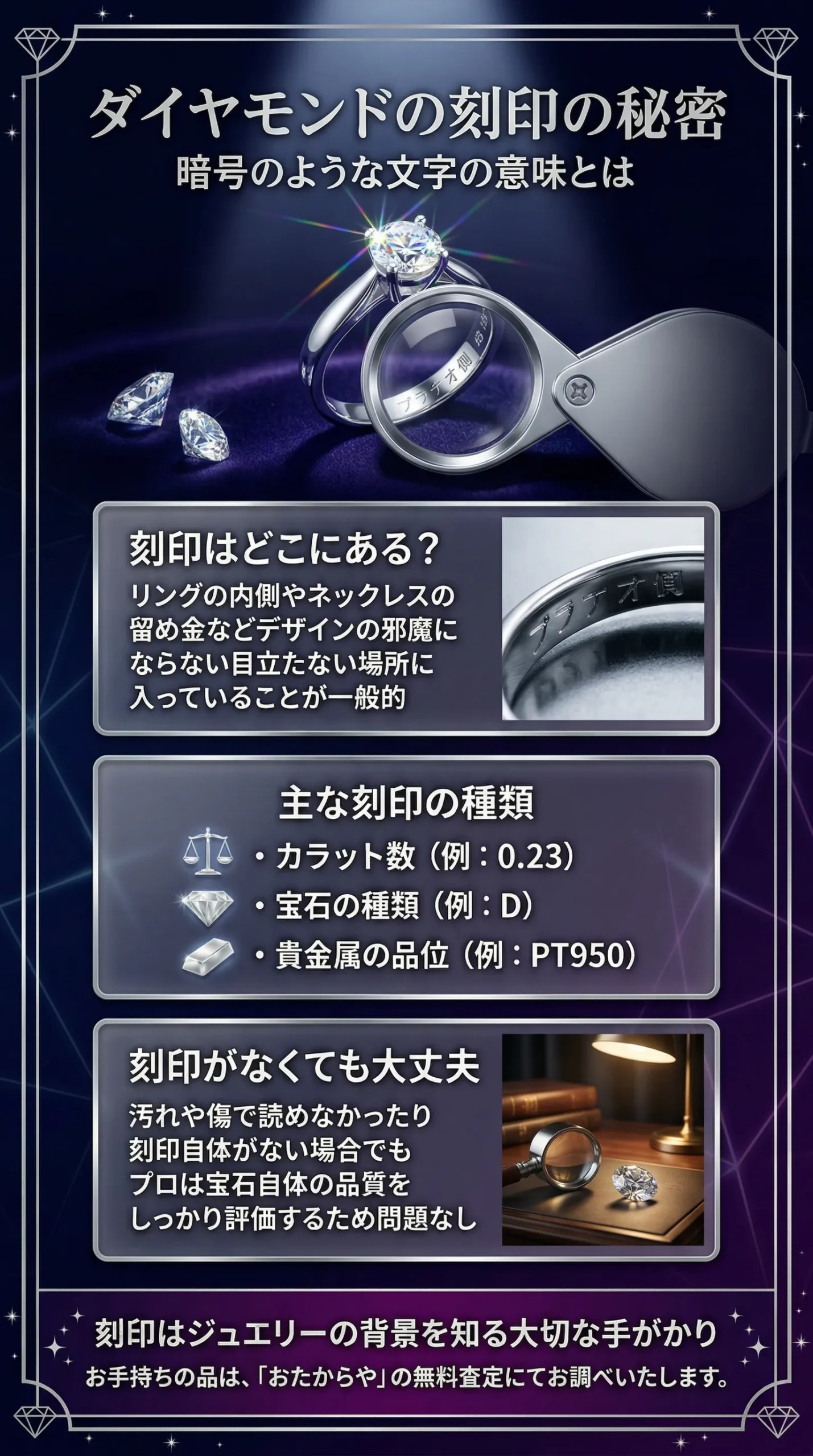 ダイヤモンドの刻印の見方や意味をご紹介！偽物が判別できるのか？も解説