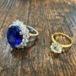 サファイヤとダイヤ 指輪 21.922ctと3.013ct