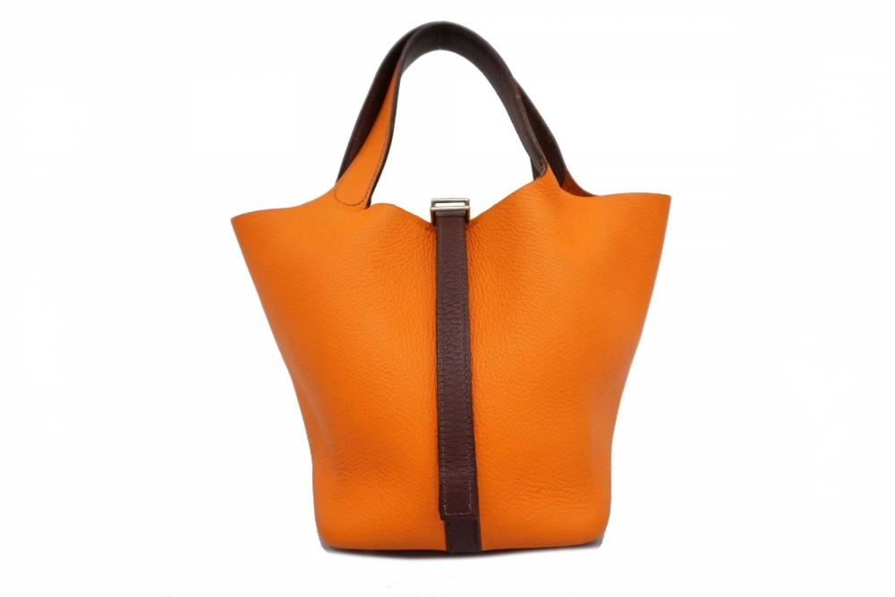 エルメス ハンドバッグ ピコタンロックPM エタン×ゴールド金具  