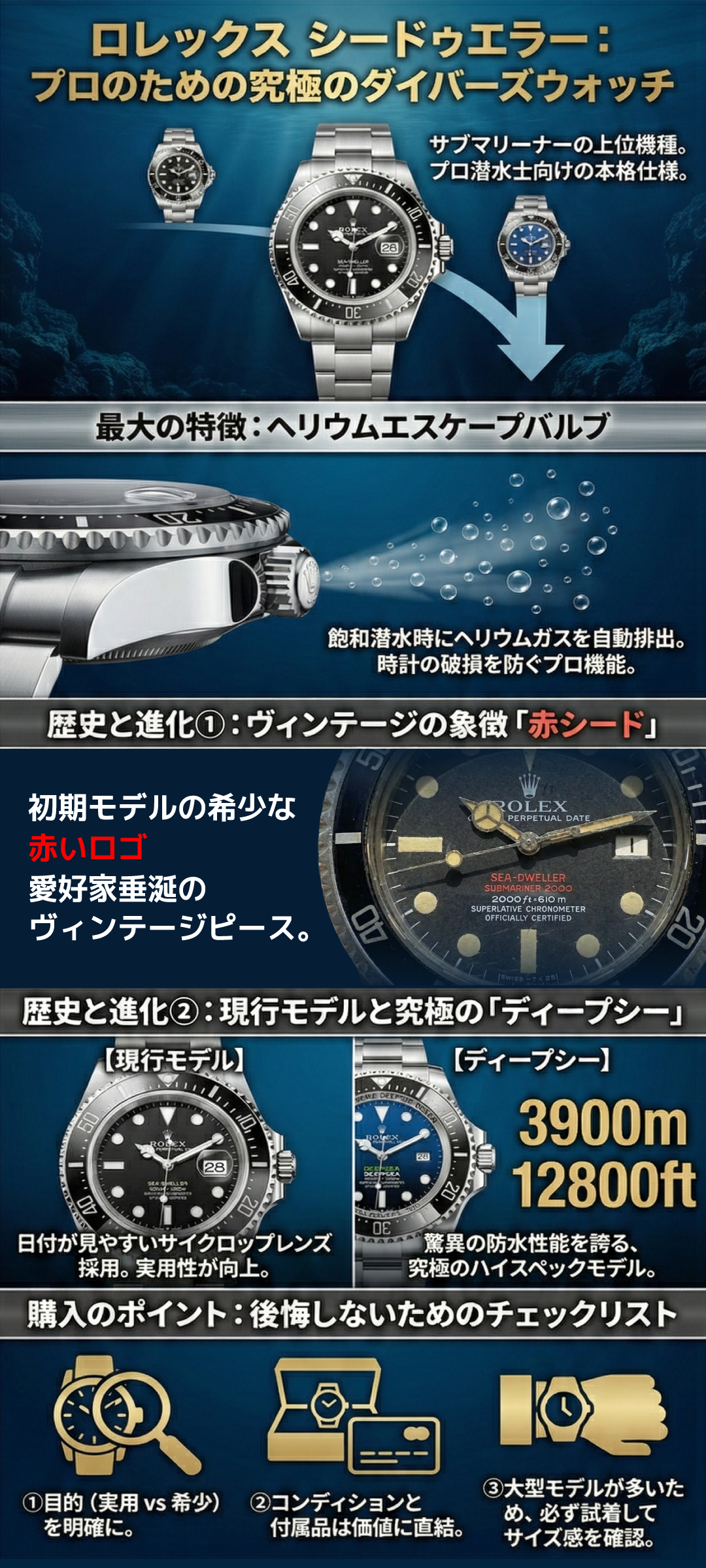 ロレックス「シードゥエラー」歴代モデルの特徴とは？現行モデルの定価なども紹介 