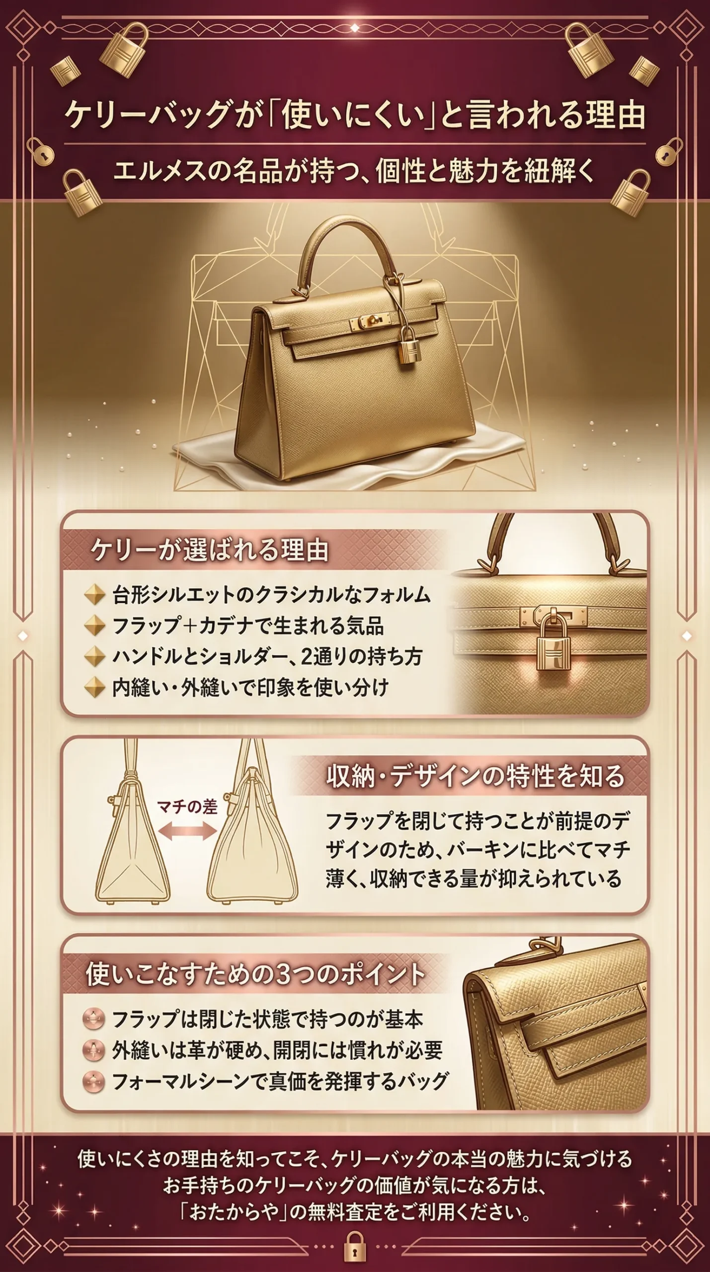 エルメスのケリーバッグは使いにくい？普段使いには不向き？その理由や定価もご紹介