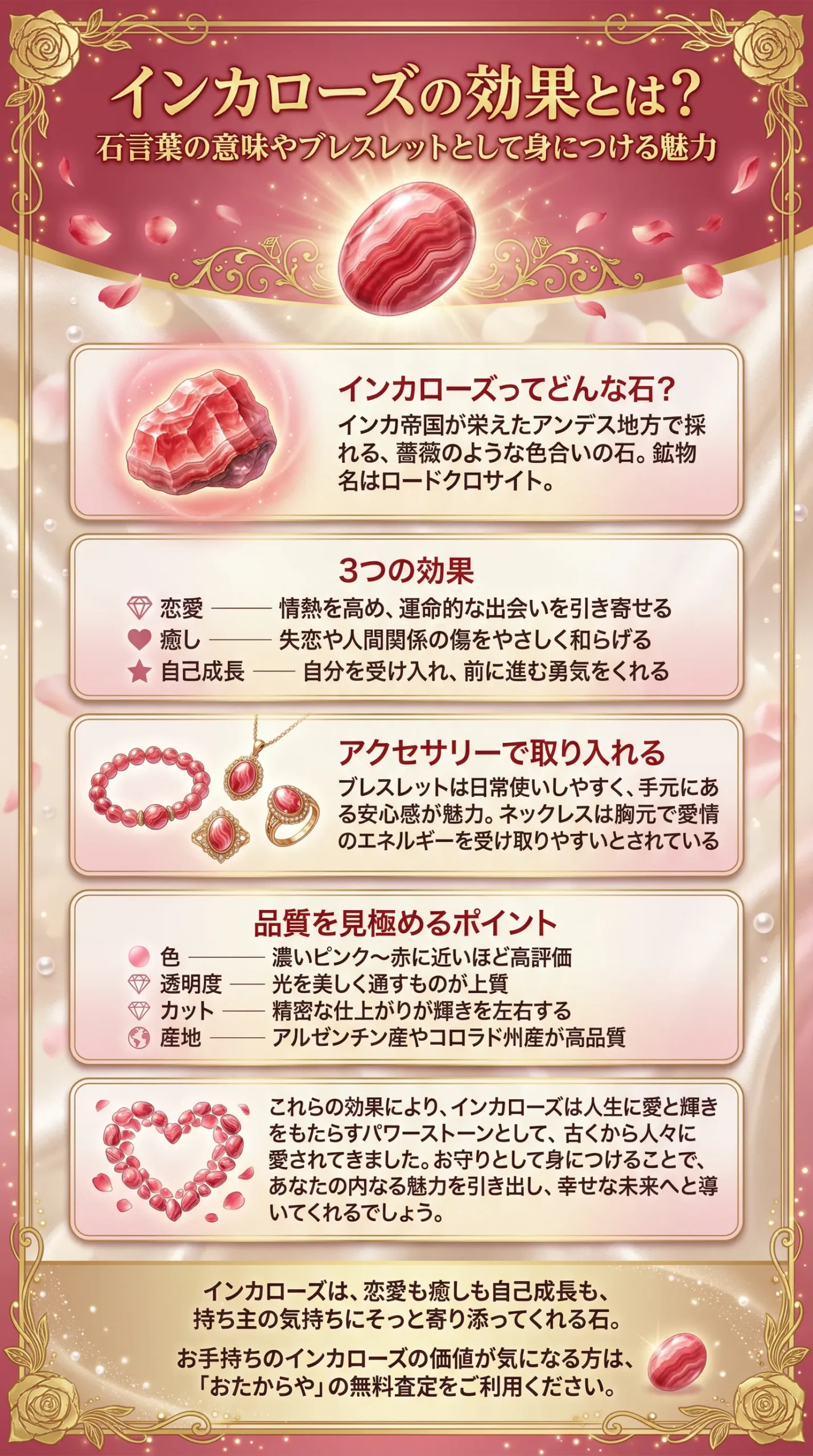 インカローズの効果とは？石言葉の意味とブレスレットで身につける魅力を解説