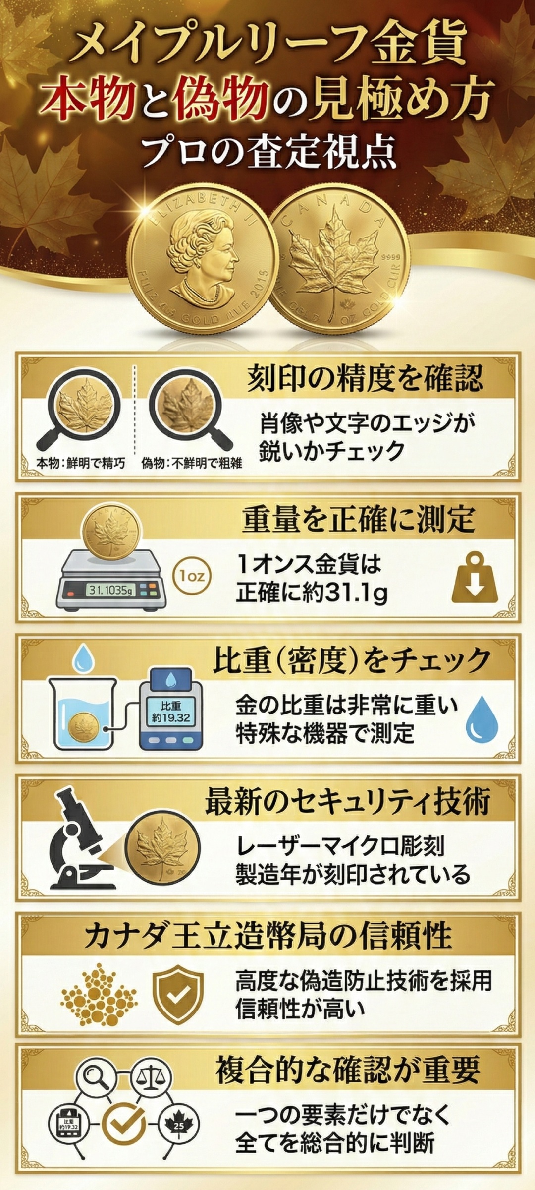 メイプルリーフ金貨の偽物の特徴とは?見分け方も詳しくご紹介