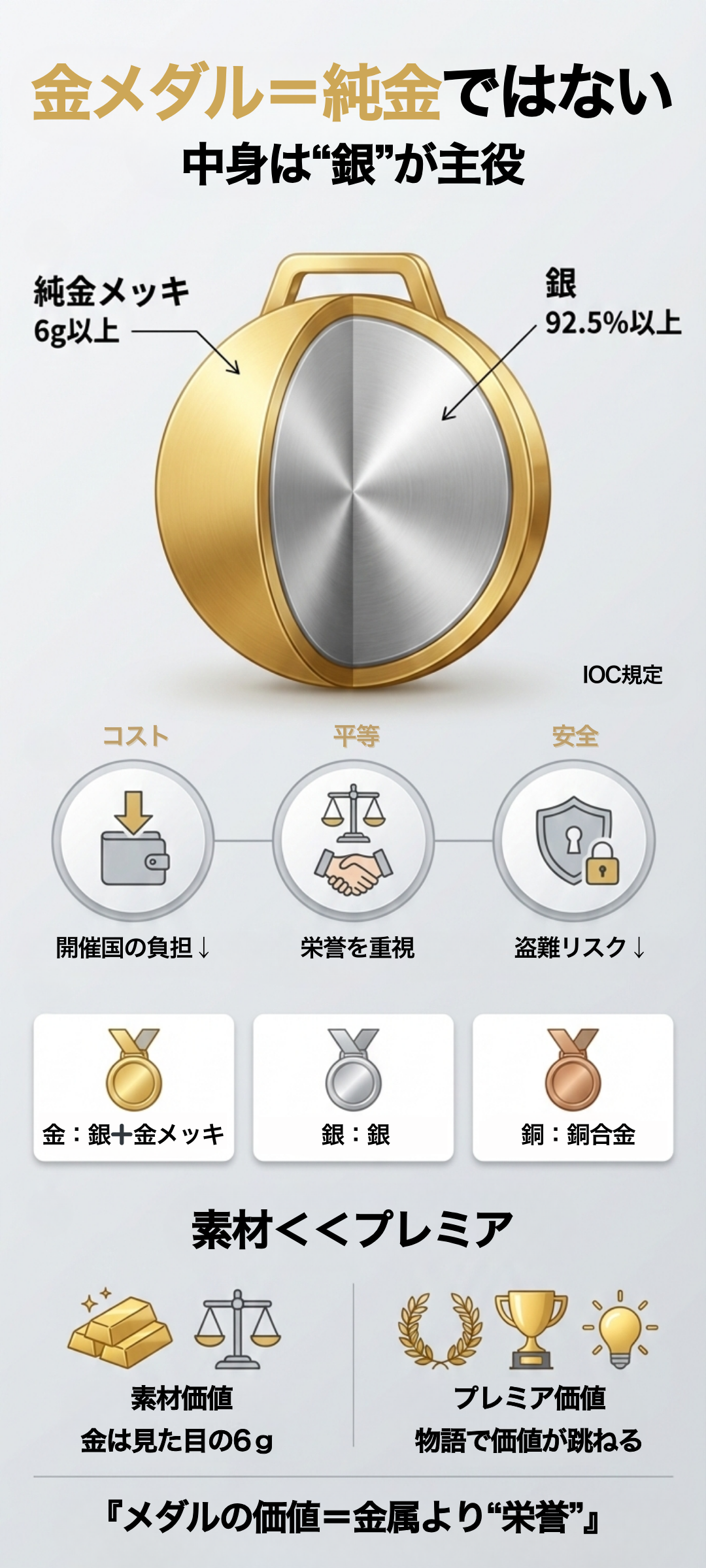 オリンピック金メダルの素材は純金ではない？金属としての価値や価格を徹底解説