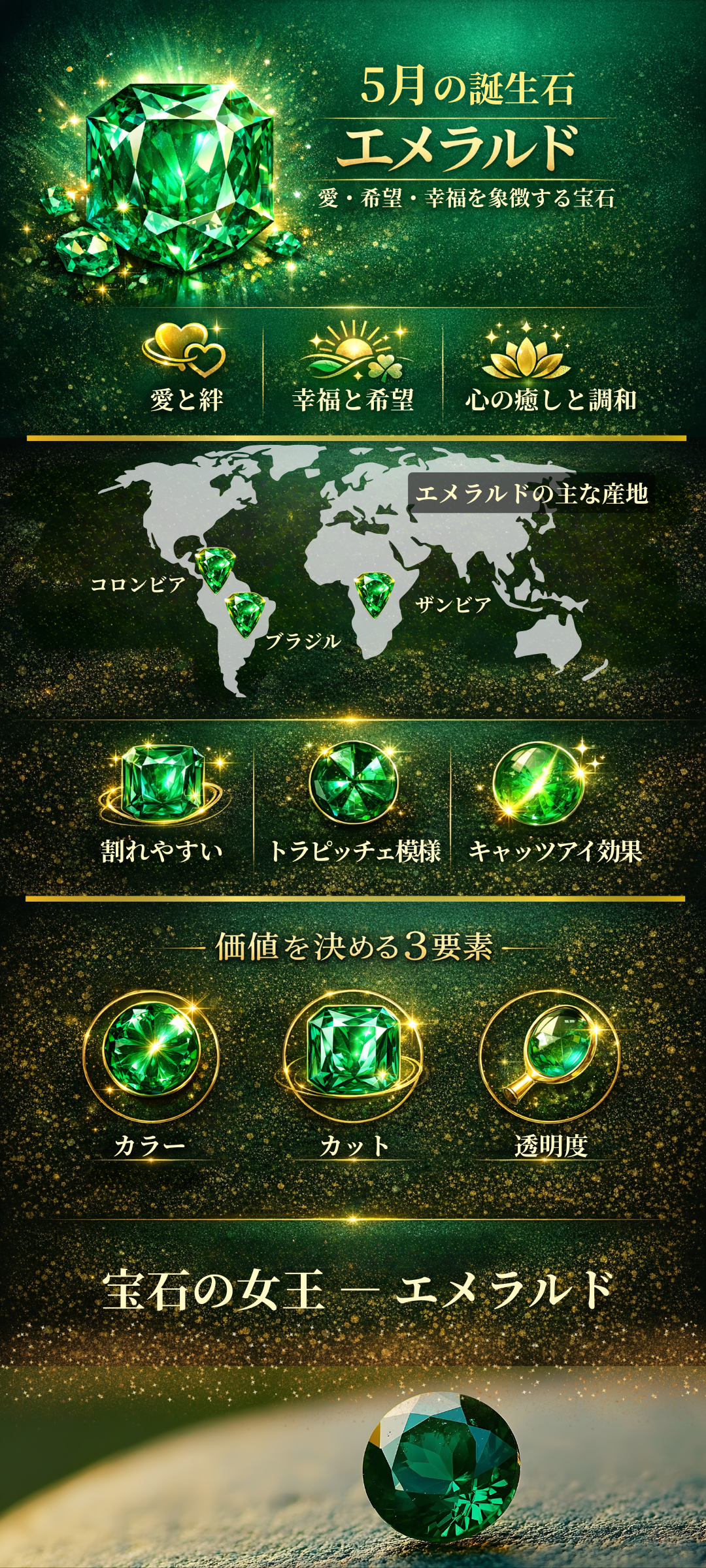 5月の誕生石エメラルドが持つ意味とは?宝石としての特徴や価値もご紹介