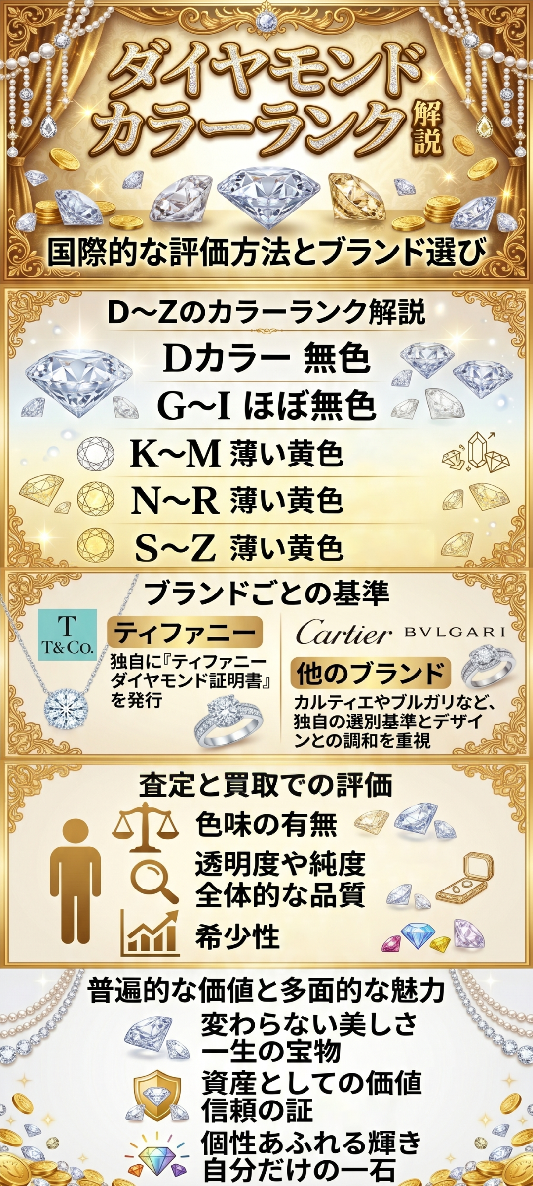 ダイヤモンドカラーグレードの基準とは?ランクや色の違いから選び方まで徹底解説