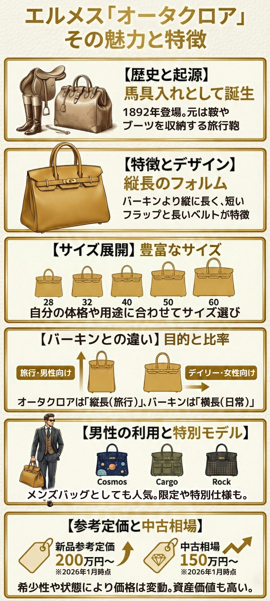 エルメス オータクロアの歴史と特徴|定価・相場・バーキンとの違いを徹底解説