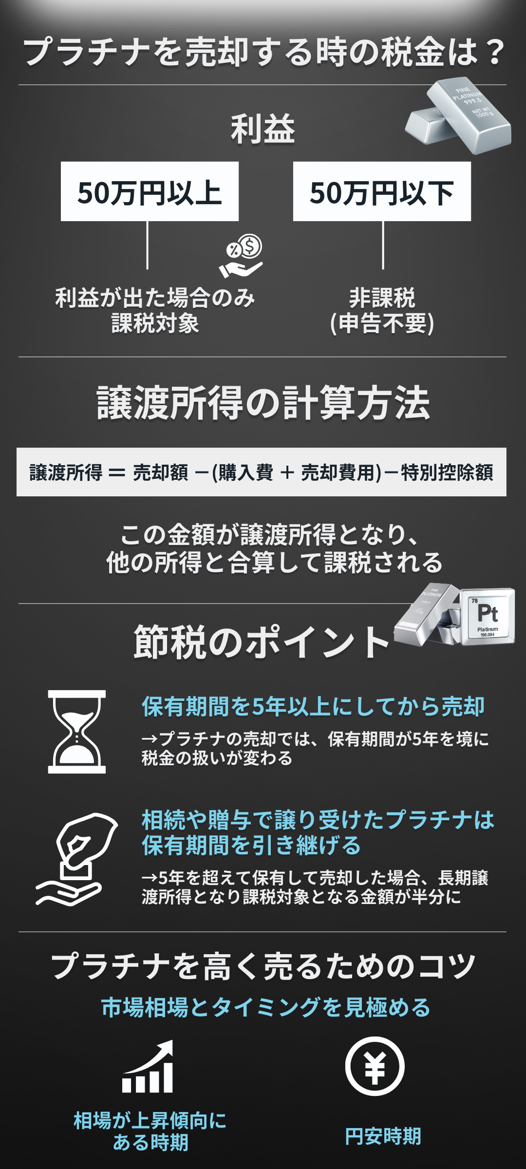 プラチナを売却すると税金がかかる?その仕組みや確定申告の必要性を徹底解説