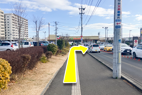 道なりにまっすぐ進みます。