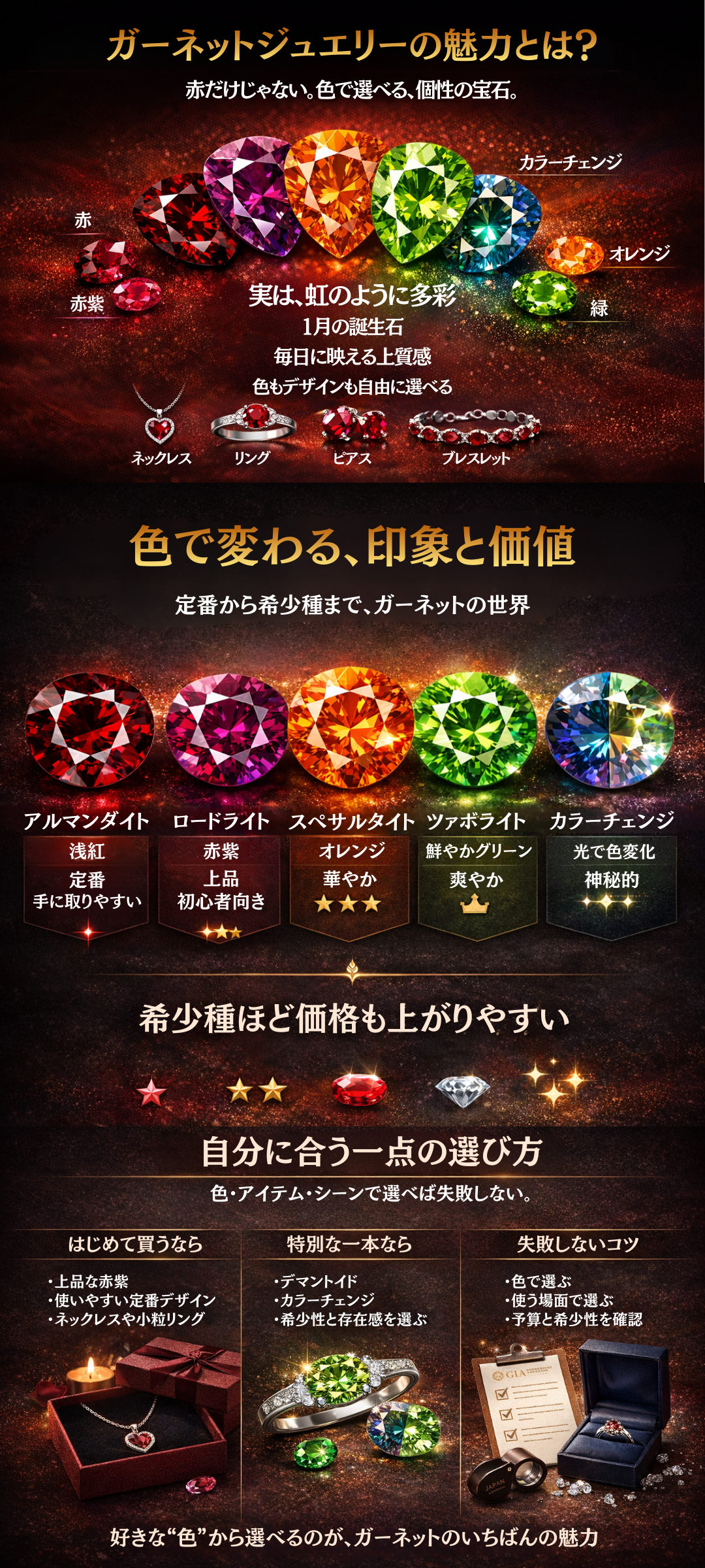 ガーネットジュエリーの魅力とは?選び方からおすすめブランド・人気アイテムまで徹底解説