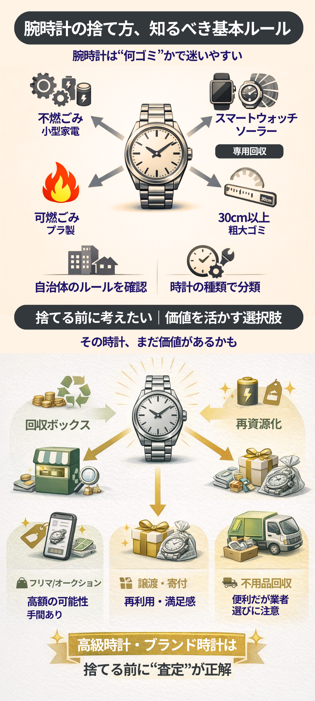 腕時計の捨て方と処分ルールとは?ゴミ分別の判断方法と買取業者を利用するメリットを解説