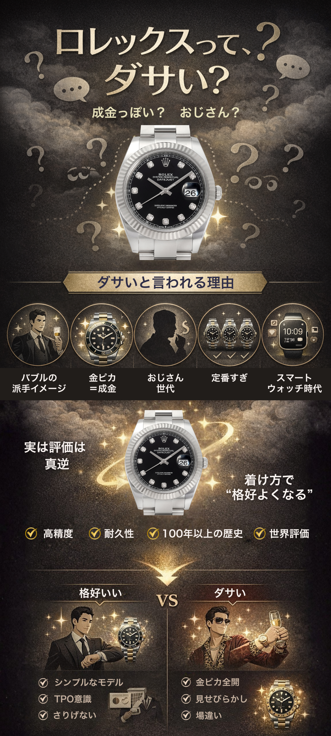 ロレックスを購入したいが「ダサい」というのは本当?実際の評価や着用のポイントを解説