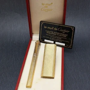 カルティエ (Cartier) ゴールドライターボールペンセット ライターケース入り