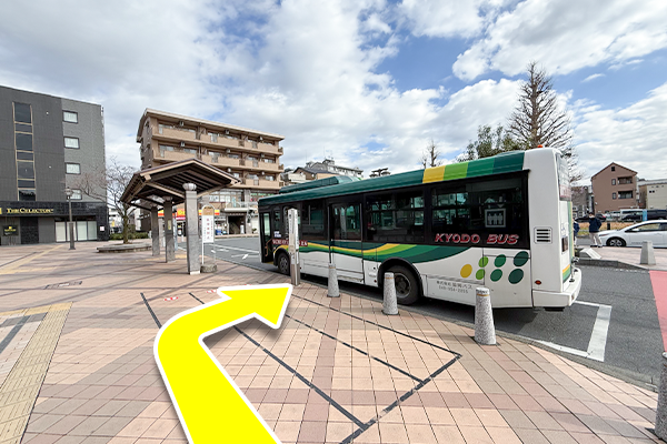 東口階段を降りるとバス停があります。「ワコーレ北本行き」に乗ります。