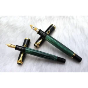 (ペン先18C 14C) ペリカン (Pelikan) 万年筆 スーベレーン 緑縞 計2点