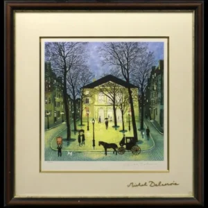 絵画 ミッシェル・ドラクロワ The Place Dancourt theater in the Fall