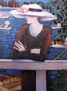 絵画 J.P.カシニョール 森の中の小舟