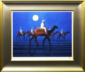 絵画 平山郁夫 月光砂漠らくだ行