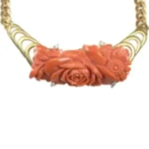 珊瑚(サンゴ) フラワーモチーフ ネックレス