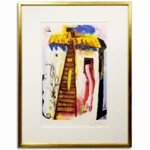 絵画 サルバドール・ダリ 白いウサギ、トカゲのビルを送り込む