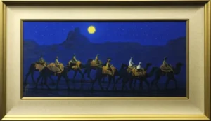 絵画 平山郁夫 楼蘭遺跡を行く・月