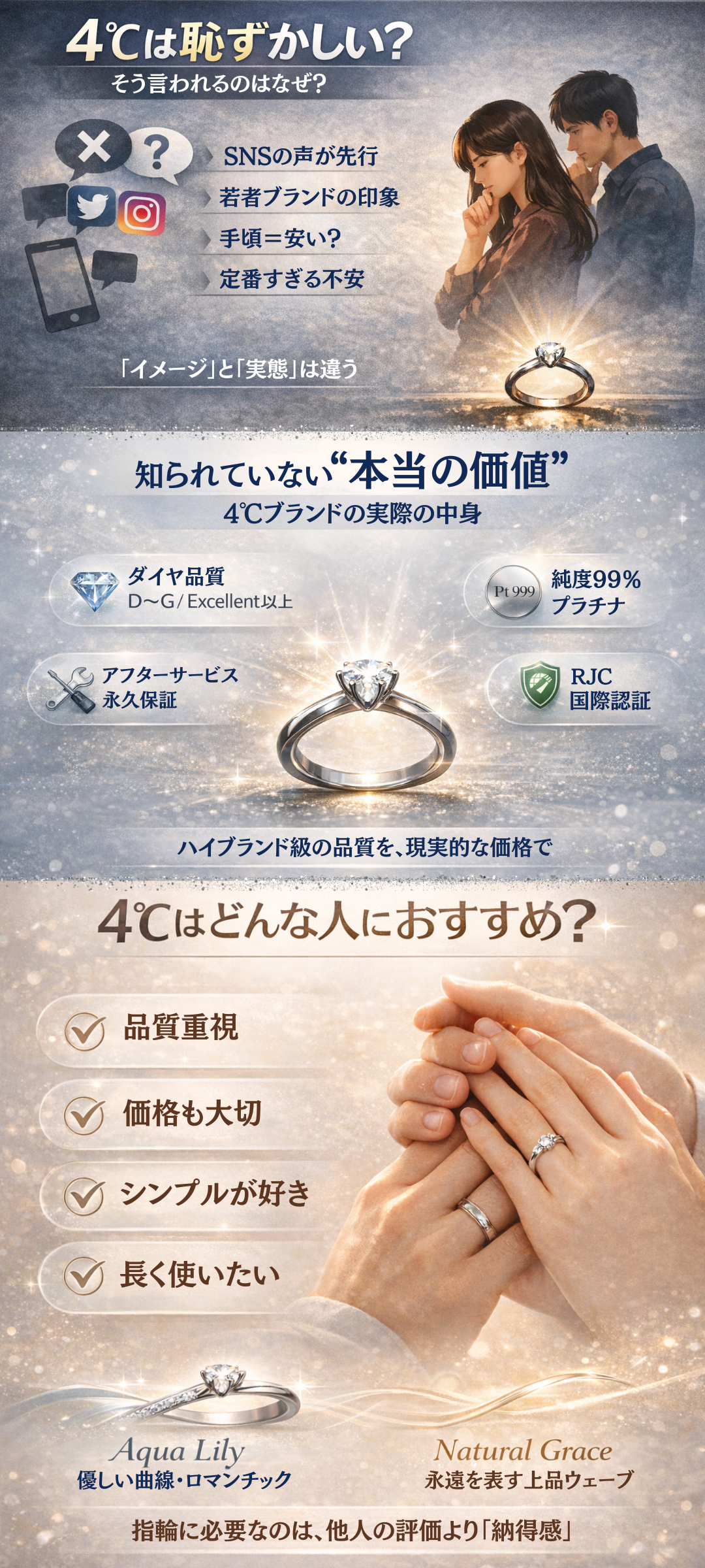 4°Cの結婚指輪・婚約指輪は恥ずかしい？ありえないと言われる理由を解説