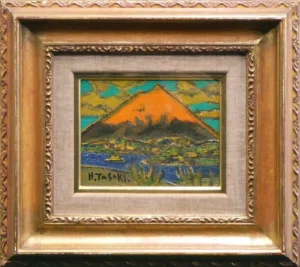 絵画 田崎広助 朱富士