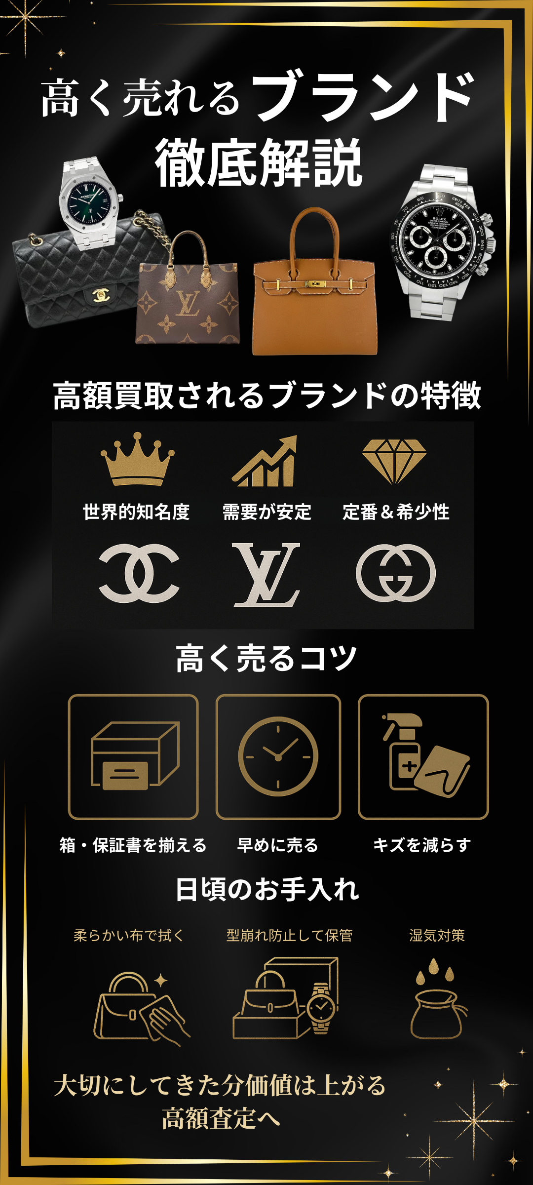 高く売れるブランドを徹底解説!高額買取のコツやお手入れ方法もご紹介