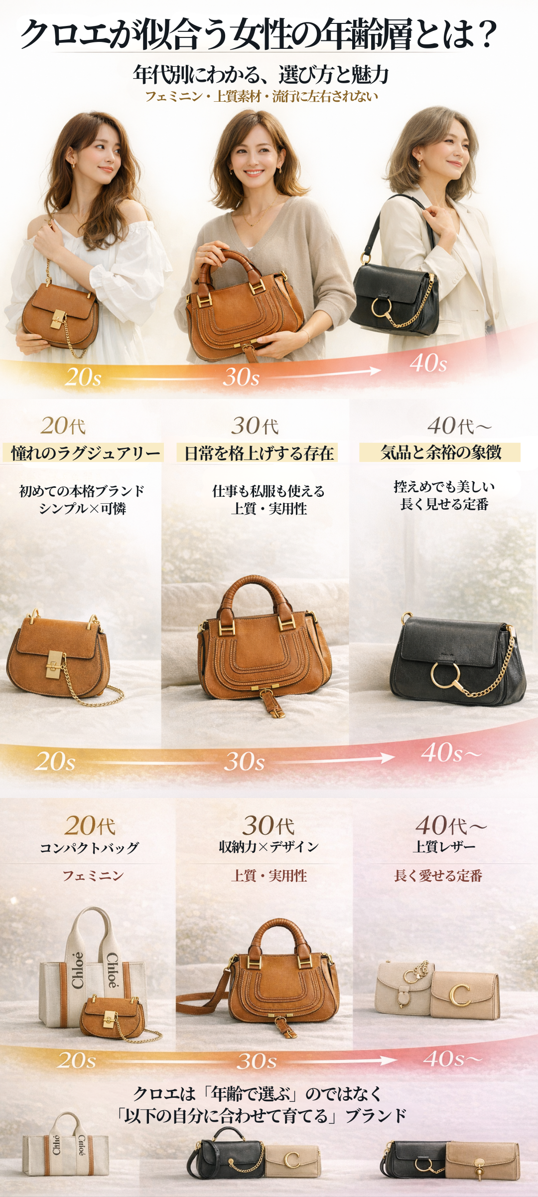 クロエが似合う女性の年齢層は？年代別のおすすめバッグ・財布を徹底解説