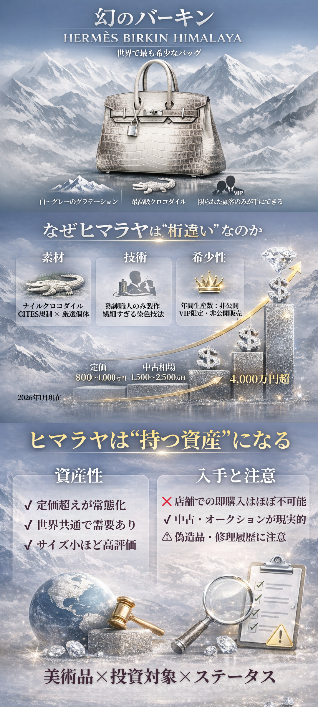 エルメスのヒマラヤの定価や買取価格は?幻のバーキンの魅力を解説