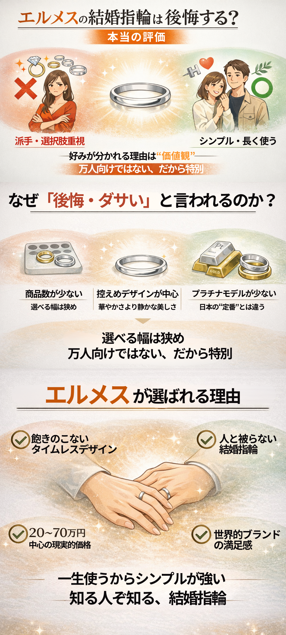 エルメスの結婚指輪が後悔する・ダサいと言われる理由は？値段や人気デザインをご紹介