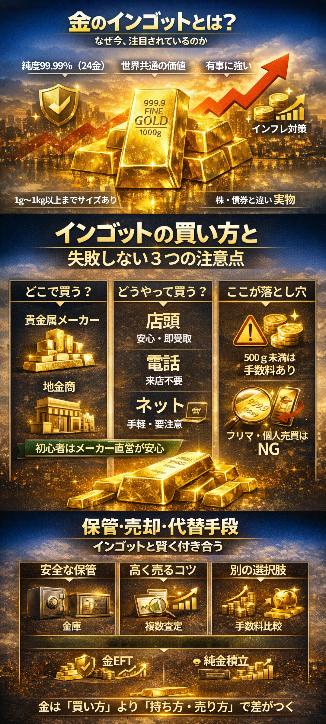 金のインゴット購入ガイド！初心者が知っておきたい方法と注意点