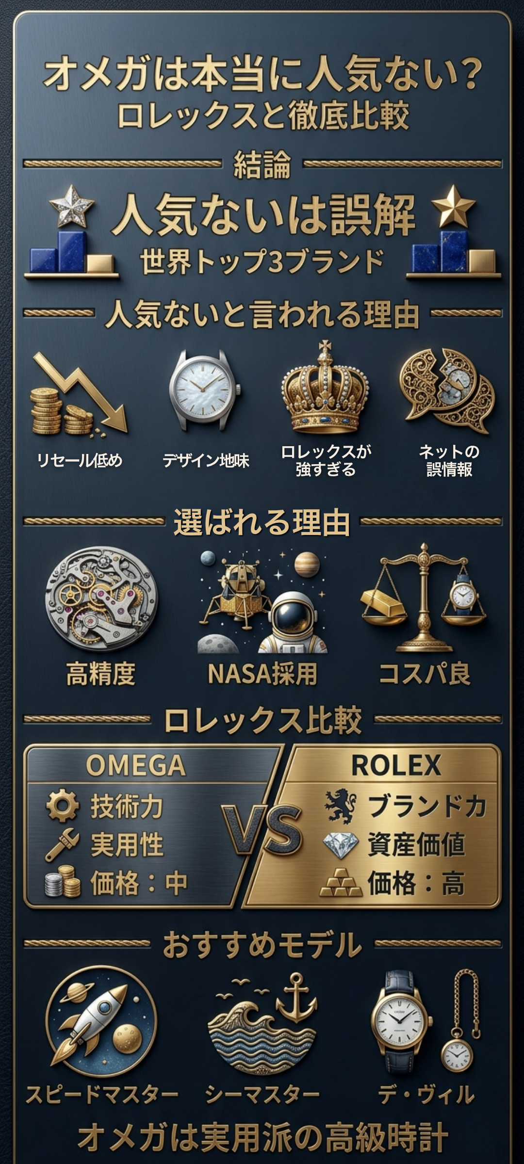 オメガは本当に人気がない？ロレックスとの違いやおすすめモデルを徹底解説