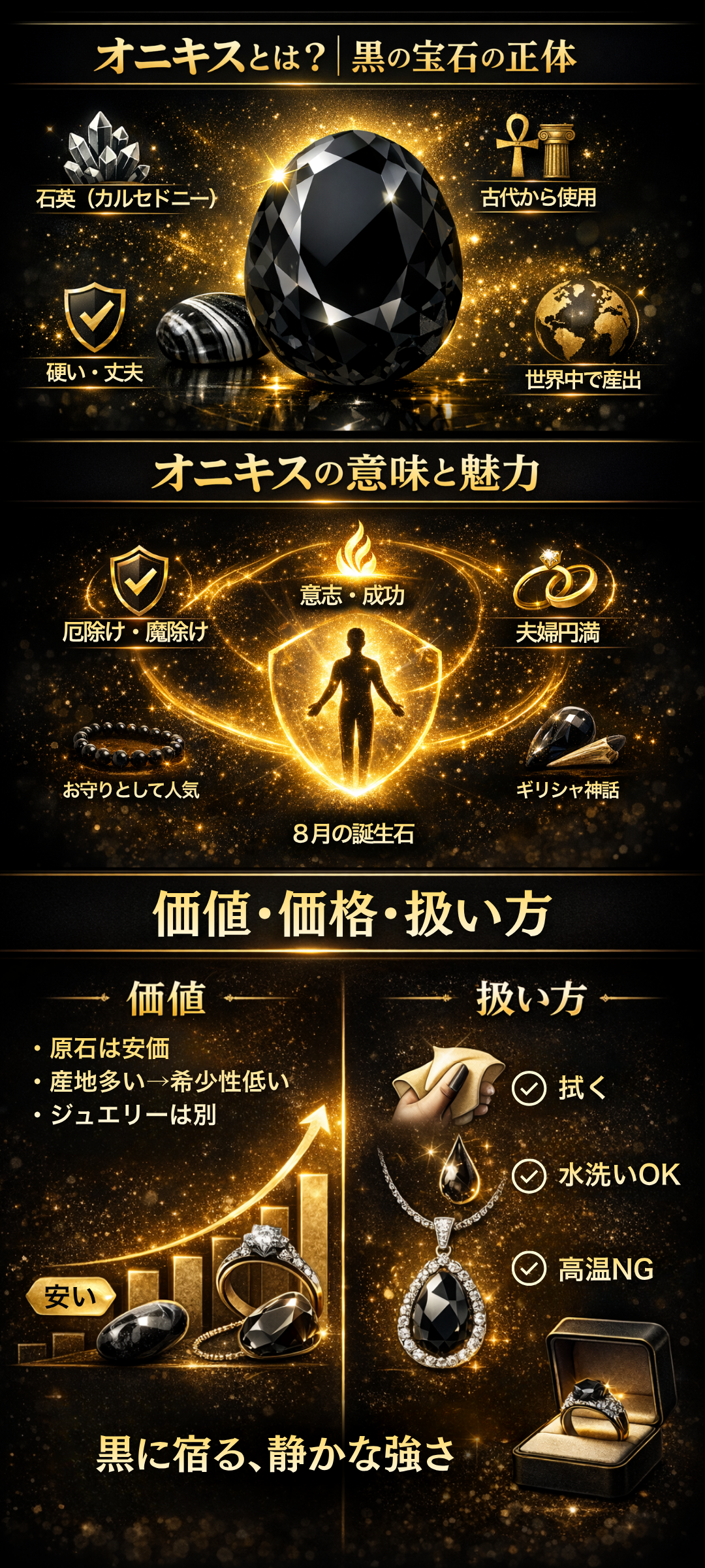オニキスとはどんな宝石？特徴・意味・価値から高価買取のポイントまで徹底解説