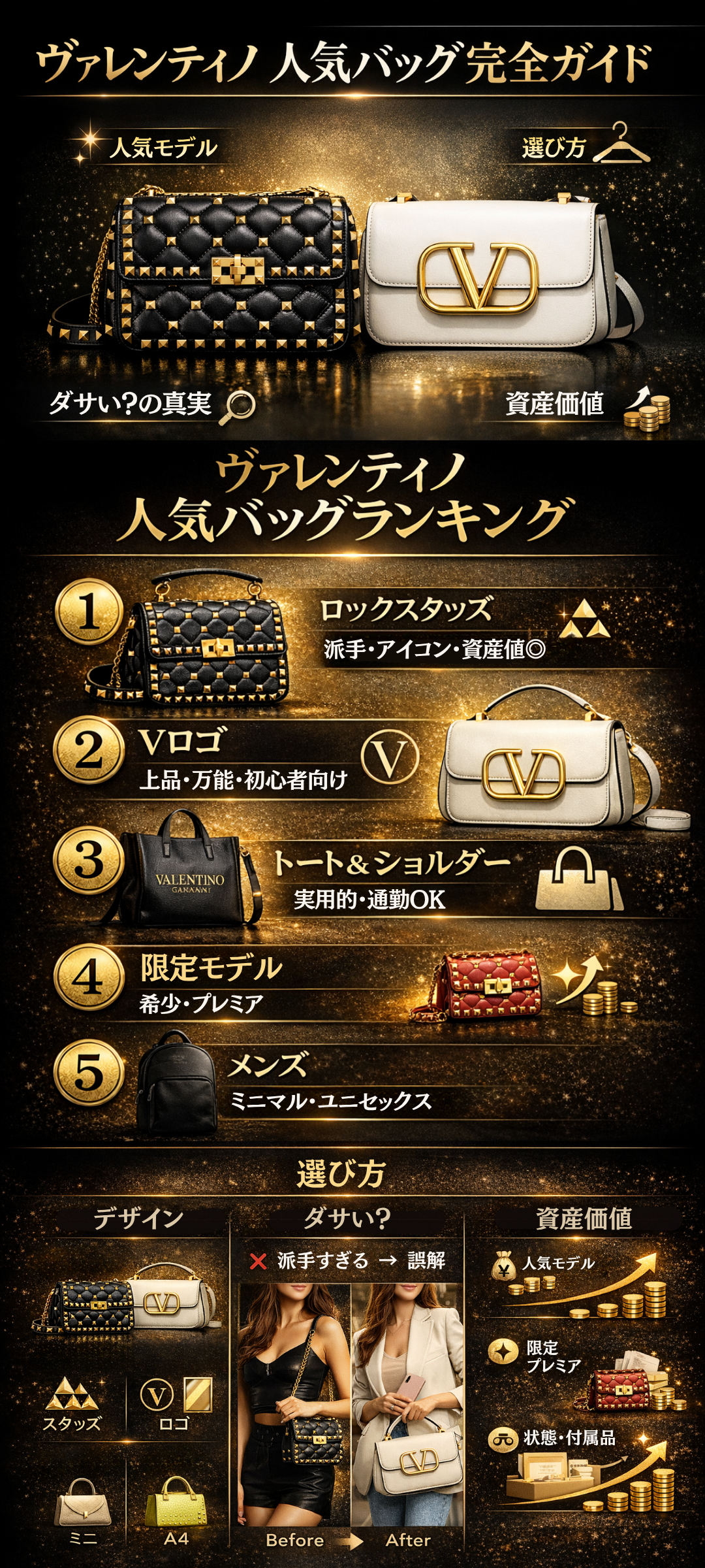 ヴァレンティノ バッグ人気ランキング！選び方・ダサい噂の真相・買取価格まで徹底解説