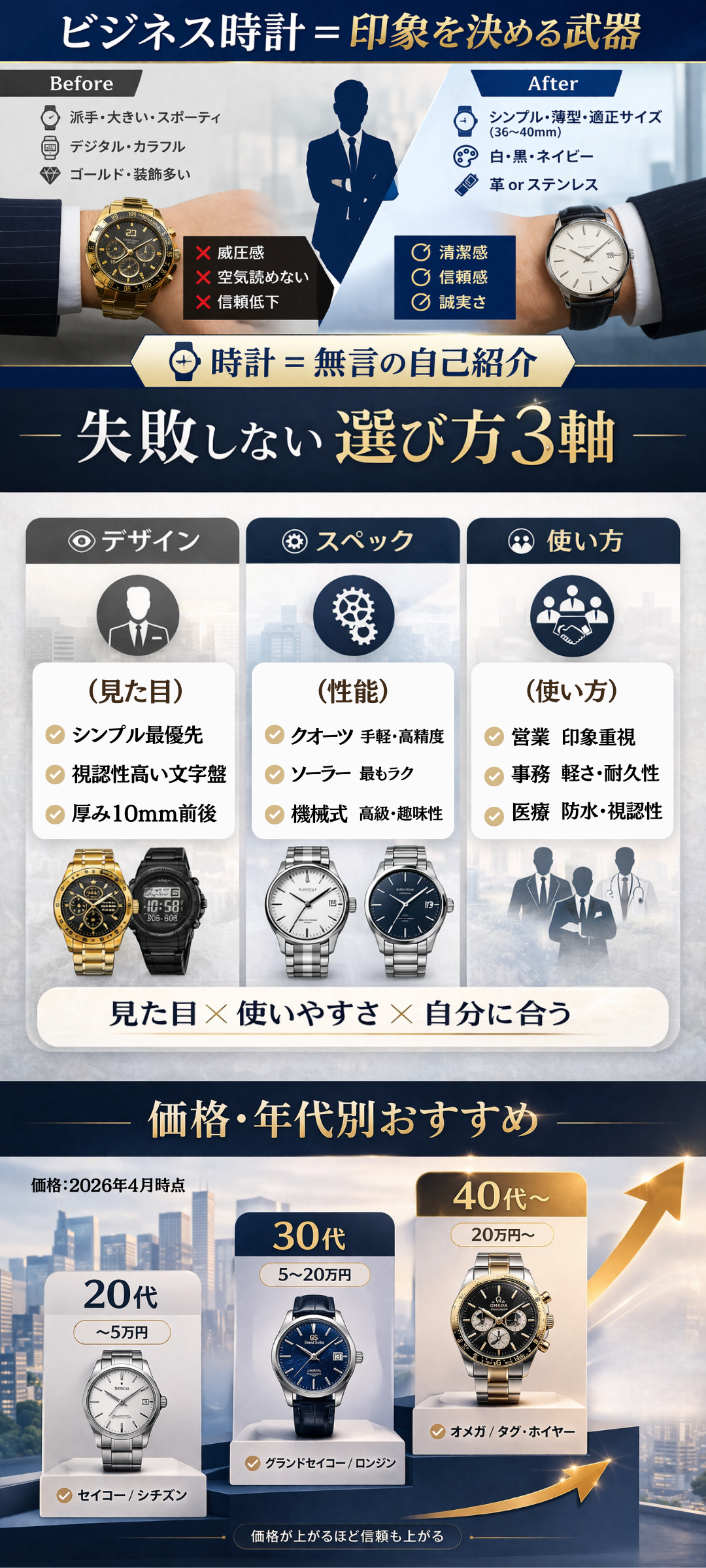 ビジネス時計のおすすめブランドは？価格帯・年代・シーン別に徹底解説