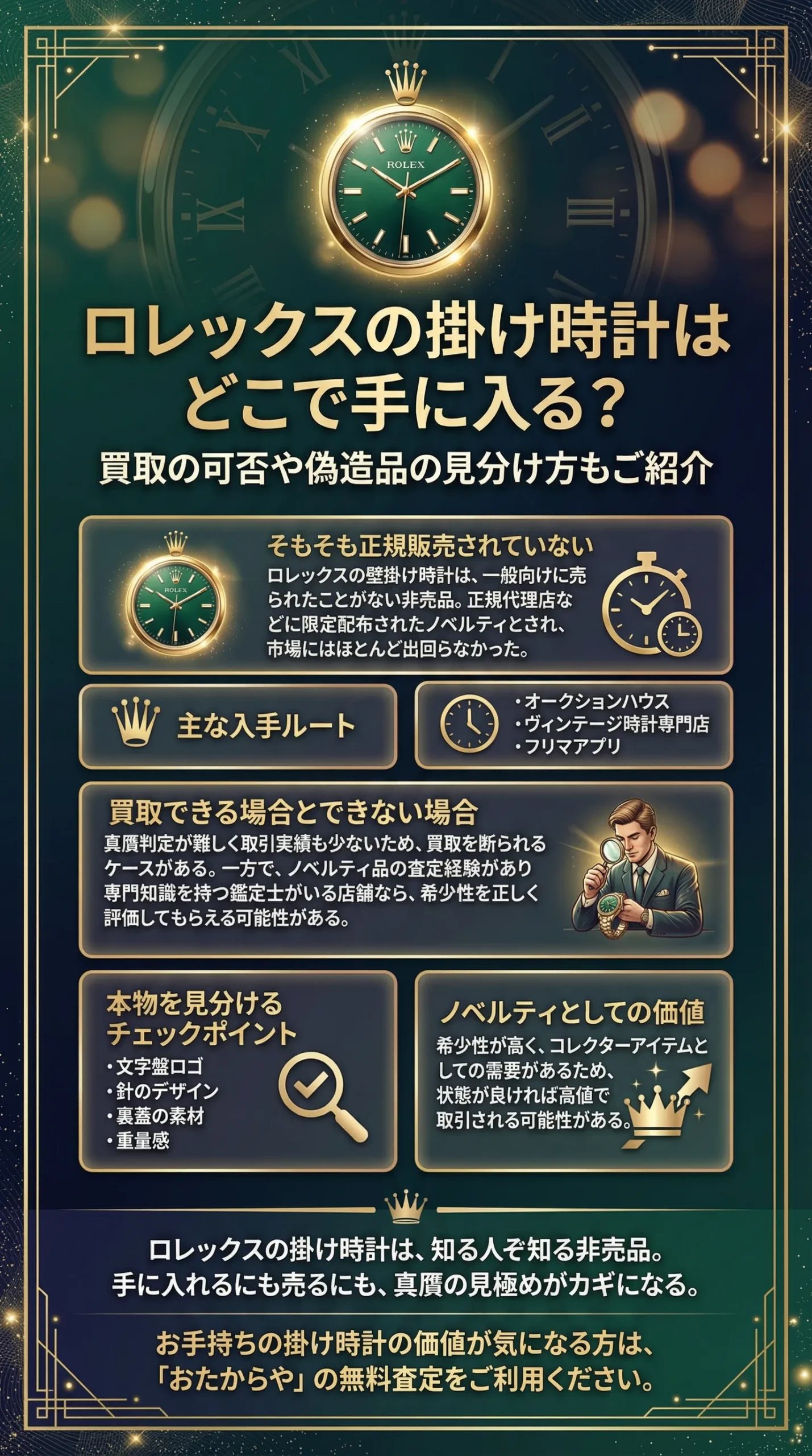 ロレックスの掛け時計はどこで手に入る？買取の可否や偽造品の見分け方もご紹介