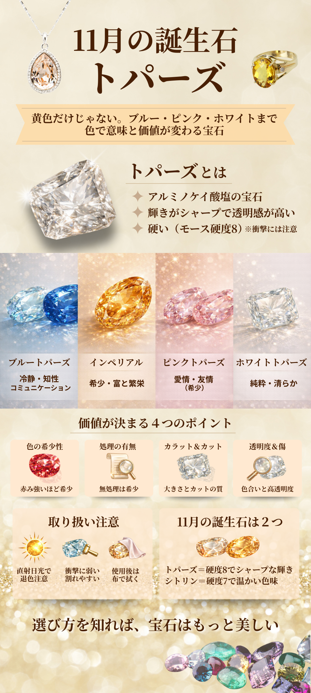 11月の誕生石「トパーズ」とは？石言葉や種類、歴史から価値まで徹底解説