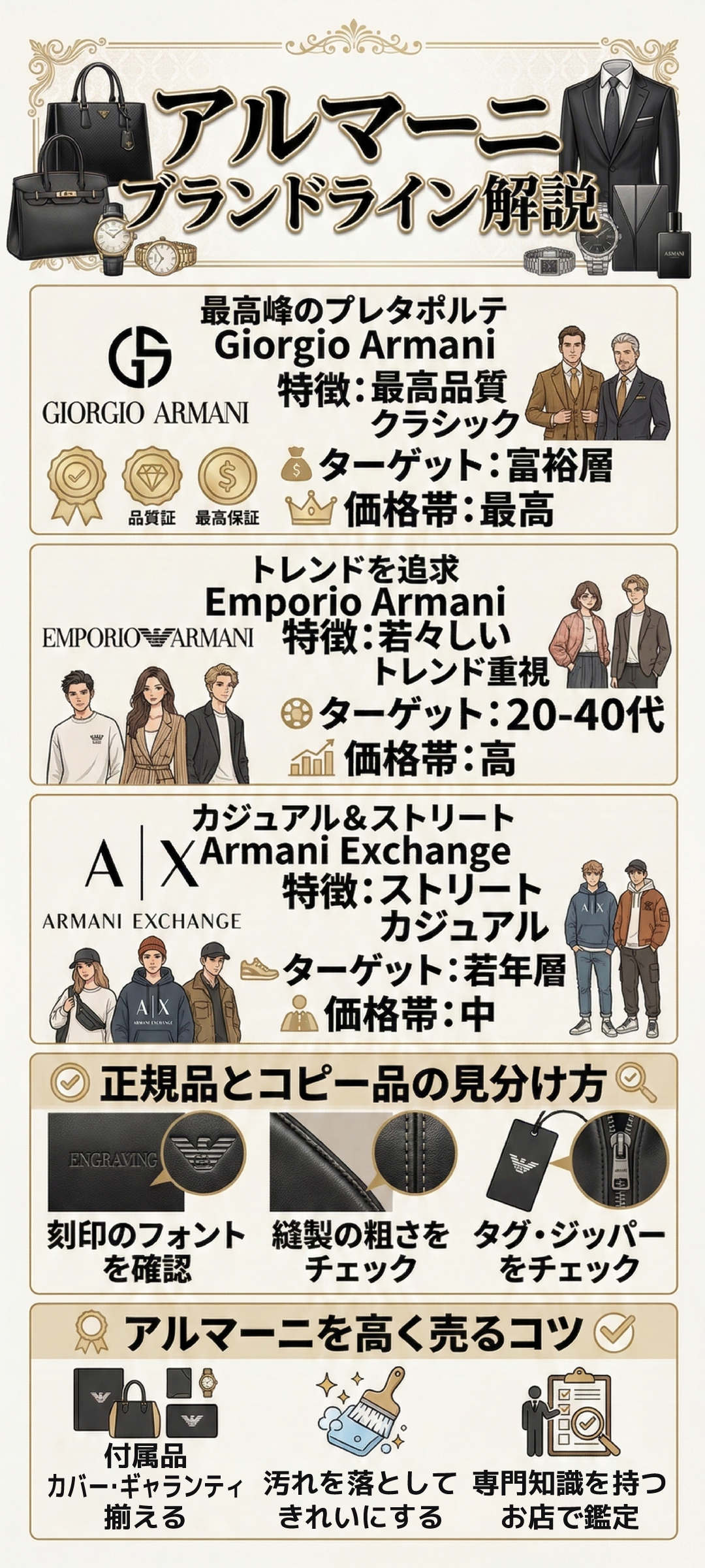 アルマーニの種類とラインの違いとは？ジョルジオ・エンポリオ・エクスチェンジの特徴と選び方を徹底解説