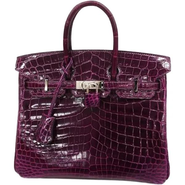 エルメス バーキン25 ハンドバッグ クロコダイル □R刻印 シルバー金具