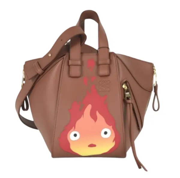 ロエベ ハンモック ハンドバッグ レザー ブラウン×レッド